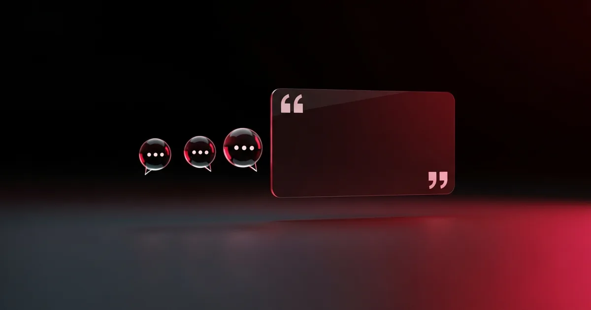 A quote card in a dark shop UI with a short trail of timed message bubbles nudging it toward a yes, brand-red accent.
