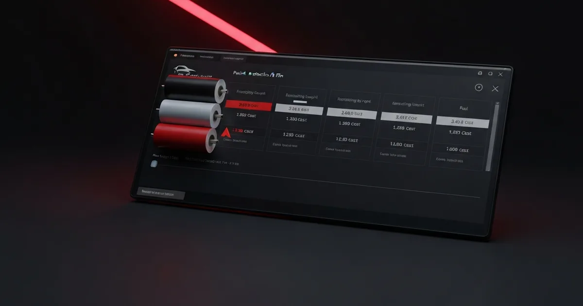A rack of paint protection film rolls on a dark shop-software screen, each roll showing its remaining length and cost, with one roll flagged low in red.