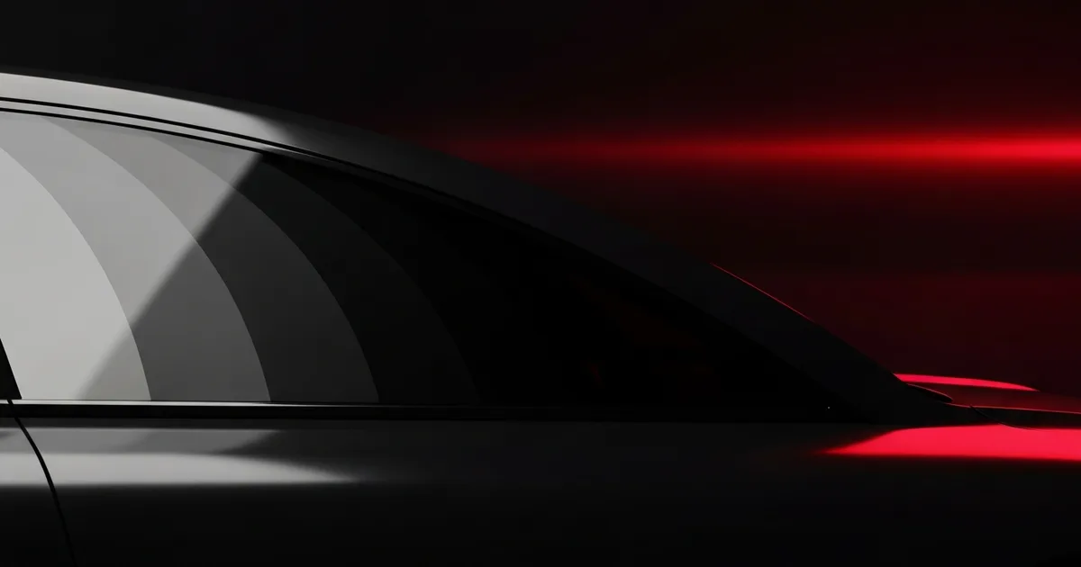 A single car window shown at several tint shades from light to nearly blackout across a gradient, illustrating a range of VLT levels.